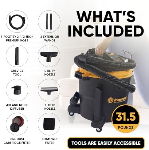 Vacmaster Professional - Wet/Dry Vac, 16 Gallon, Beast Series, 6.5 HP 2-1/2" Hose (VJH1612PF0201), Black - Image 4