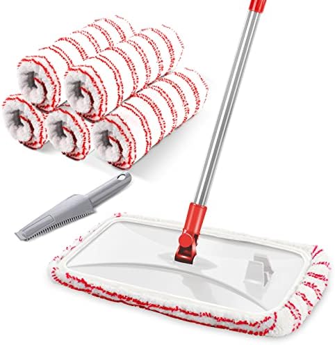 Hardwood Floor Mop,Extended Large Flat Floor Mop with 5 Washable Pads by MASTERTOP