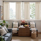 jinchan Linen Pinch Pleated Back Tab Tier Curtains, 38x54, Natural - Image 3