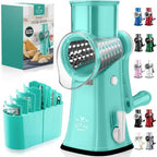 Rotary Cheese Grater Manual Hand Crank 5 Blade Shredder, Teal by ZulayKitchen