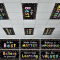 6 Pcs Fluorescent Light Covers with 60 Magnets Decorative for Classroom Ceiling Light 4 x 2 Ft Magnetic Light Cover Filter Easy Install for Office Hospitals Home Drop Ceiling Supplies (Black Confetti) by Wiooffen