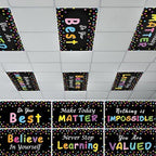 6 Pcs Fluorescent Light Covers with 60 Magnets Decorative for Classroom Ceiling Light 4 x 2 Ft Magnetic Light Cover Filter Easy Install for Office Hospitals Home Drop Ceiling Supplies (Black Confetti) by Wiooffen