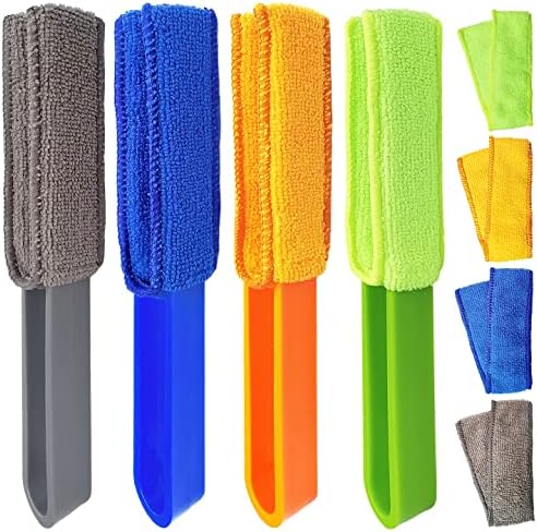 4 Pack Microfiber Blinds Duster, 4 Removable and Washable Sleeves, Cleaner for Window Blinds, Air Conditioner Vents, Fans, Car Vents by BAIDOON