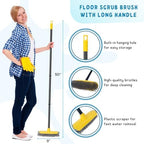 Deck Brush with Long Handle, 50'' Floor Scrub Broom for Shower, Patio - Image 2