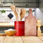Bivvclaz Kitchen Utensil Holder - 6.7" Utensil Holder for Kitchen Counter - Cooking Utensil Crock with Cork Bottom - Red Decor and Accessories - Countertop Utensil Storage Caddy Organizer - Image 5