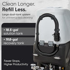 Battery Powered Ride-On Commercial Floor Scrubber Machine, 22" Brush, 31.5" Squeegee Width, 19 gal Solution Tank, 20 gal Recovery Tank, 5 hr Use 7 hr Charge, 200 RPM, 48,400 Sqft/H, Batteries Included - Image 6