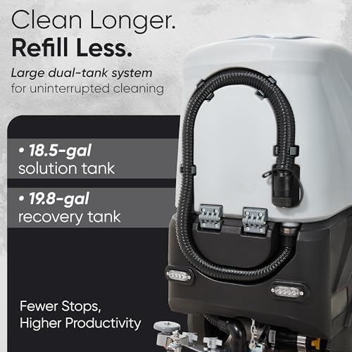 Battery Powered Ride-On Commercial Floor Scrubber Machine, 22" Brush, 31.5" Squeegee Width, 19 gal Solution Tank, 20 gal Recovery Tank, 5 hr Use 7 hr Charge, 200 RPM, 48,400 Sqft/H, Batteries Included - Image 6