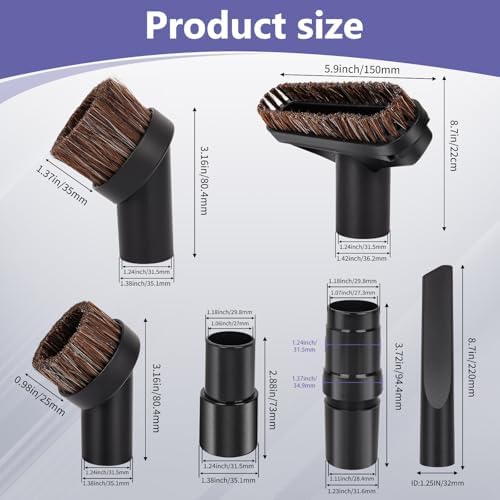 1 1/4 Inch(32mm) Vacuum Attachments for Shark Vacuum Brush Attachment,Replacment Horse Hair Brush Accessories Kit with Hose Adapter for Most Household Vacuum Cleaners 6-Pack - Image 2