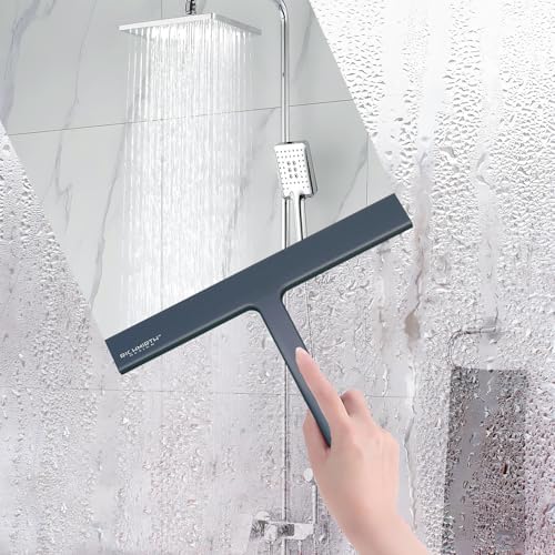 Shower Squeegee for Glass Doors, 9" Inch Width Silicone Rubber Blade Squeegee Window Cleaner Tool Squeegee for Shower Glass Doors Bathroom Mirror Car Window Tile - Gray - Image 5