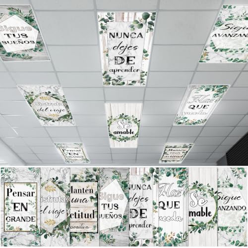 8pcs Spanish Classroom Fluorescent Magnetic Light Covers,2x4 FT Eucalyptus by Hallswl