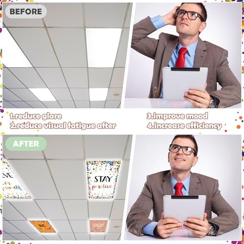 6pcs Classroom Fluorescent Magnetic Light Covers,2x4 FT Colorful Confetti - Image 5