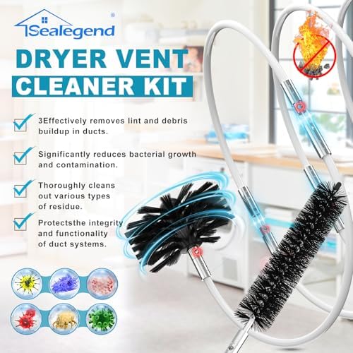 Sealegend 40Ft Dryer Vent Cleaner Kit Flexible Lint Remover - Image 3