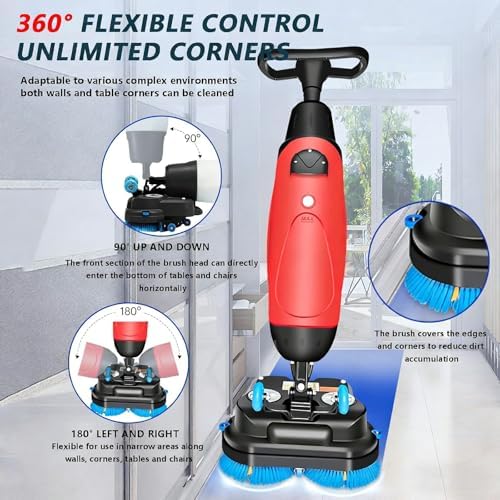 17" Commercial Floor Scrubber Machine - Walk-Behind Cleaning Machine with 90 Min Battery, 2-Hour Fast Charge, 360 RPM, Cleans 12,000 Sqft/H, Ideal for Businesses - Image 2