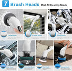 Electric Spin Scrubber,Electric Cleaning Brush for Bathroom,Kitchen and Shower,Adjustable Handle with 7 Replaceable Heads - Image 3