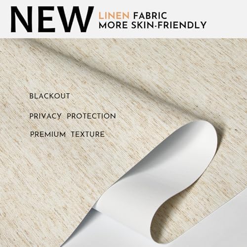 Persilux Blackout Roller Shades for Window Blinds,Cordless,Linen Fabric,Thermal Insulated Fabric UV Protection Shades for Home,Office,Bedroom,Door,Blackout-Cream,71" W X 72" H - Image 2