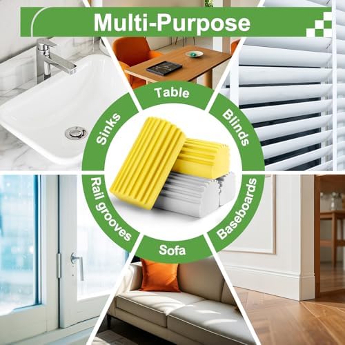 Jeymei Damp Clean Duster Sponge,4Pcs Dust Sponge for Cleaning,Gray & Yellow - Image 5