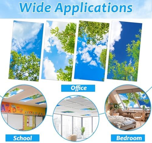4 Pcs Fluorescent Light Covers with 40 Magnets Decorative for Classroom Ceiling Light 4 x 2 Feet Magnetic Light Covers Filter Easy Install for Office Hospitals & Home Drop Ceiling Supplies(Cloud Sky ) - Image 4