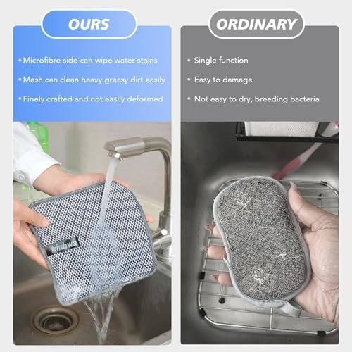 KinHwa Dish Cloths for Washing Dishes with Scrub Side, Microfiber Dish Rags - Image 2