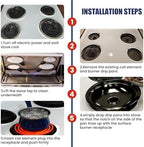 WB31M20 WB31M19 Porcelain Drip Pans for GE Hotpoint Electric Stove/Oven/Range, Black Stove Drip Pans Set Include 2 Small 6" Electric Stove Drip Pans and 2 Large 8" Stove Burner Drip Pans by Fetechmate - Image 6