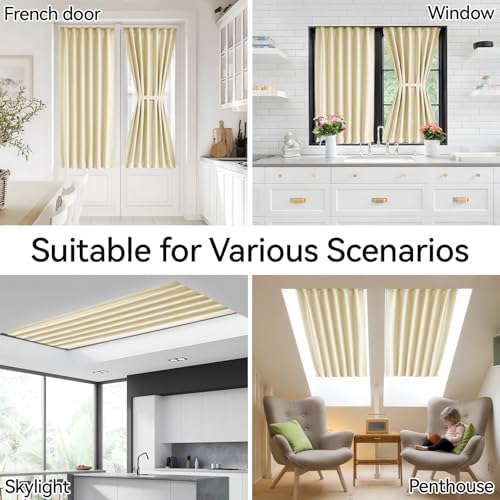 Vatge Thermal Insulated Blackout Front Door Curtains - Door Curtians for Door Window, 1 Panel, W36 x L54, Light Beige - Image 6