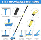 Tile Tub Scrubber Brush with 5 Different Function Cleaning Heads and 51" Extendable Long Handle Non Scratch Shower Scrubber for Cleaning Bathroom Kitchen Toilet Wall Bathtub - Image 6