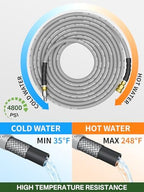 3/8" 4800PSI Pressure Washer Hose 25FT Swivel Quick Connect - Image 3