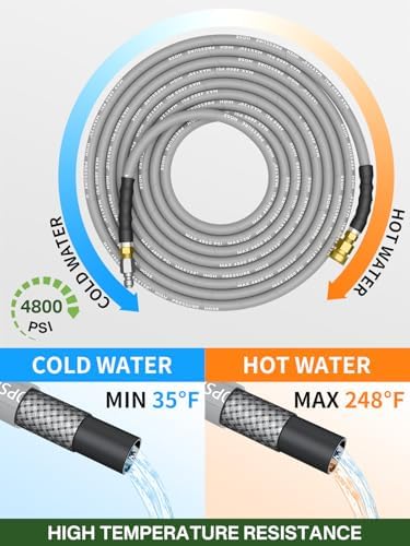 3/8" 4800PSI Pressure Washer Hose 25FT Swivel Quick Connect - Image 3