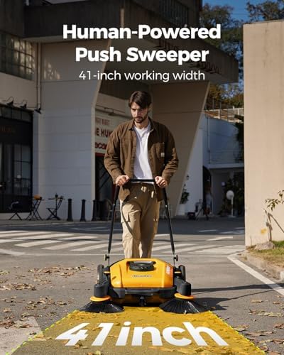 Industrial Walk-Behind Hand Push Floor Sweeper, 41" Cleaning Width - Image 2
