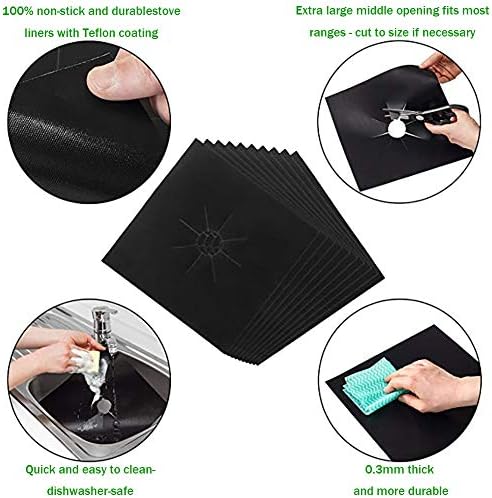 Stove Burner Covers,0.3 MM Double Thickness,8 Pack,Black,Size 10.6” x 10.6” - Image 5