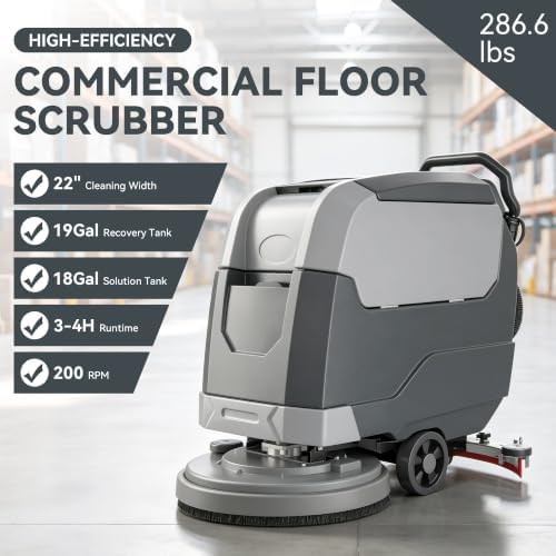 X4 22" Walk-Behind Commercial Floor Scrubber Machine, Upgrade Material - Image 2
