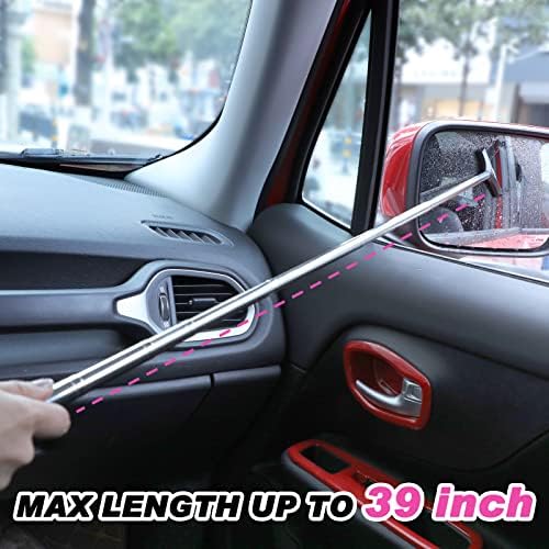 Side Mirror Squeegee, 2 PCS Car Mirror Squeegee, Retractable Car Rearview Mirror Wiper for All Vehicles, Universal Automotive Accessories(Black/Pink) - Image 5