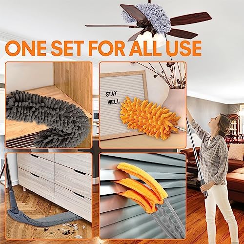 Dusters for Cleaning, 30-100 Inch Long Handle with 4 Duster Types - Image 2