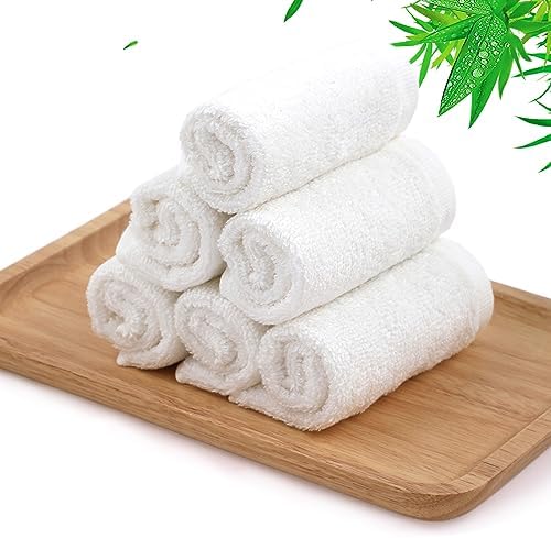 Dish Wash Cloths 6 Pack,Terry Reusable Cleaning Cloth,14''x10'',White by Jeffsun