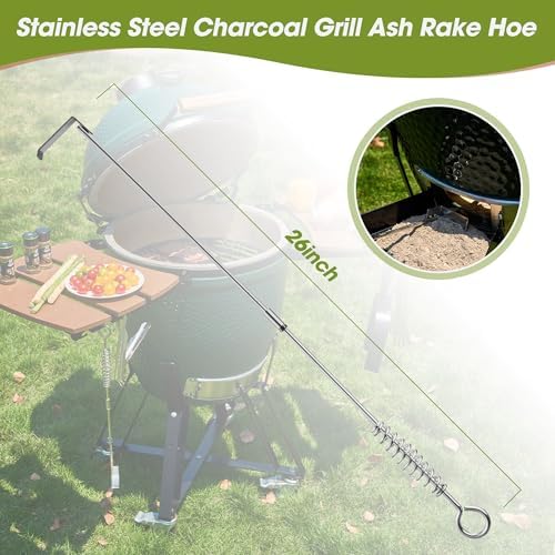 Grill Oven Ash Cleaning Tool, Suitable for Big Green Egg, Kamado Joe, and Other Charcoal Grills, Corner Cleaning Accessory (26" Ash Poker) - Image 2