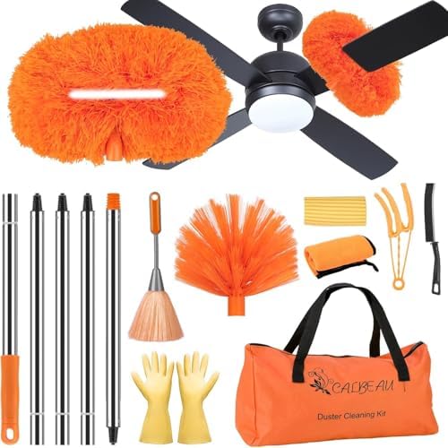 CALBEAU Ceiling Fan Cleaner Duster Kit with 60" Extension Pole, 14 PCS by CALBEAU