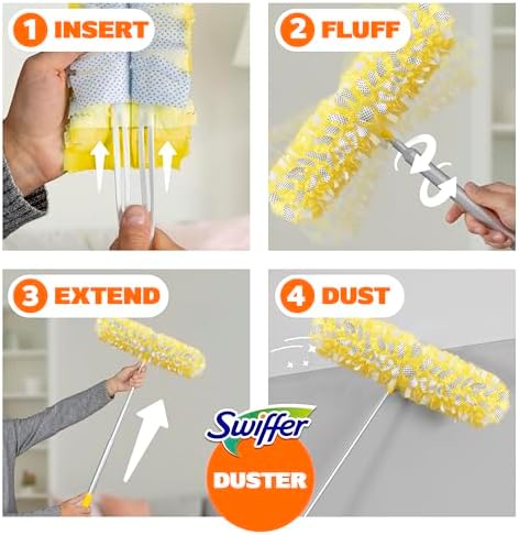 Swiffer Duster Kit with 6 ft Super Extendable Handle, Heavy Duty Starter Kit with 8 Refills, Lemon Scent - Image 7