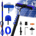 Buyplus 30FT Reach Solar Panel Cleaning Brush Kit with 5-24FT Telescoping Pole, Water Fed Window Cleaner Tool with 20" Brush, Soap Dispenser, Cobweb Duster, Squeegee for Roof, RV, Gutter, Deck,Blue by Buyplus