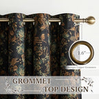 StangH Vintage 100% Blackout Black Floral Velvet Curtains 84 Inch 2 Panels - Image 3