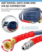50FT Pressure Washer Hose 3/8'' Non Marking 4800PSI No Kink Commercial Hose - Image 5