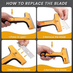 MulWark Razor Blade Scraper Tool Set, 3-Piece with 30 Replacement Blades - Heavy-Duty Cleaning Tool, Standard & Mini Scrapers for Decals, Stickers, Paint, Caulk, and Adhesive Removal - Image 3