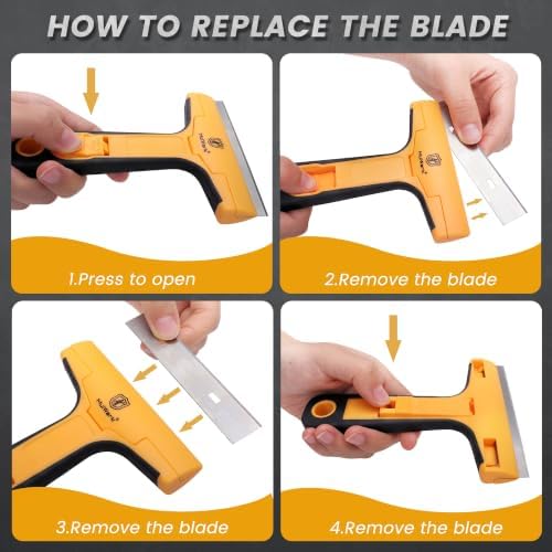 MulWark Razor Blade Scraper Tool Set, 3-Piece with 30 Replacement Blades - Heavy-Duty Cleaning Tool, Standard & Mini Scrapers for Decals, Stickers, Paint, Caulk, and Adhesive Removal - Image 3