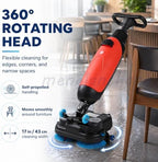 Cordless Floor Scrubber For Small Commercial Spaces,17In 140aw Walk-Behind Cleaning Machine W/360° Rotation Dual Brush/Squeegee Width 430mm-For Offices,Restaurants, Salons Retail Stores Grey - Image 3
