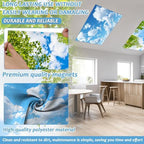 Wiooffen 4 Pcs Fluorescent Light Covers for Classroom Ceiling Lights 4 x 2 Feet Magnetic Light Covers Filter Easy Install for Office Hospitals Home Supplies (Trees Blue Sky Clouds) - Image 3