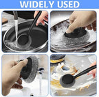 Scrubber with Handle Comes with Three Replacement Balls Steel Wool, Short Handle Scrubber, Steel Wool Scrubber Supplies Dish Scrubber, Stainless Steel Scrubber Tool Metal Scrubber for Dishes - Image 7