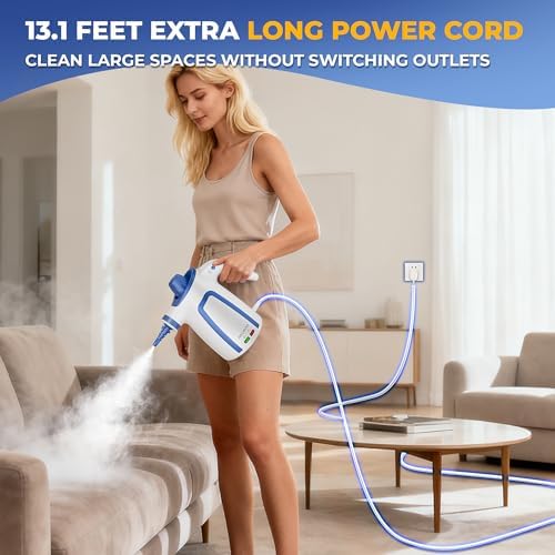 Steam Cleaner, Handheld Steam Cleaner for Home, Pressurized Steamer for Cleaning Carpet, Floor, Upholstery and Car, 13ft Extra-long Power Cord & 11 Multi-Purpose Accessories - Image 6