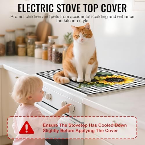 Stove Top Cover for Electric Stove,Glass Stove Top Cover, Heat Resistant Glass Cooktop Cover, Stovetop Protector, Kitchen Decor, Dish Drying Mats Cover for Ceramic Washer Top 28.5x20.5 inch - Image 5