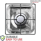Disposable Gas Burner Liners (100 Pack) Aluminum Foil Square Gas Stove Burner Covers - 8.5 Inch Gas Range Protector, Stove Top Covers for Gas Burners, Foil Liners to Catch Oil, Grease, and Food Spills - Image 4