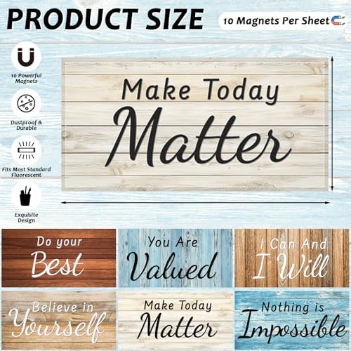 8 Pcs Fluorescent Light Covers with 80 Magnet Decorative for Classroom Ceiling Light 4 x 2 Ft Magnetic Lights Cover Filter Easy Install for Office Hospitals Home Drop Ceiling Supplies (Farmhouse Wood) - Image 2