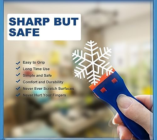 Plastic Razor Blade Scraper Tool, 6 Pcs Razor Scraper with 60 Pcs Plastic Blades, Cleaning Scraper Remover for Removal Floor Stove Scraping Labels and Decals Sticker on Car Window Glass - Image 5