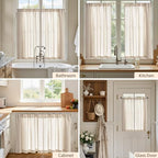 jinchan Linen Kitchen Tier Curtains, 38x45, 2 Panels, Natural - Image 4